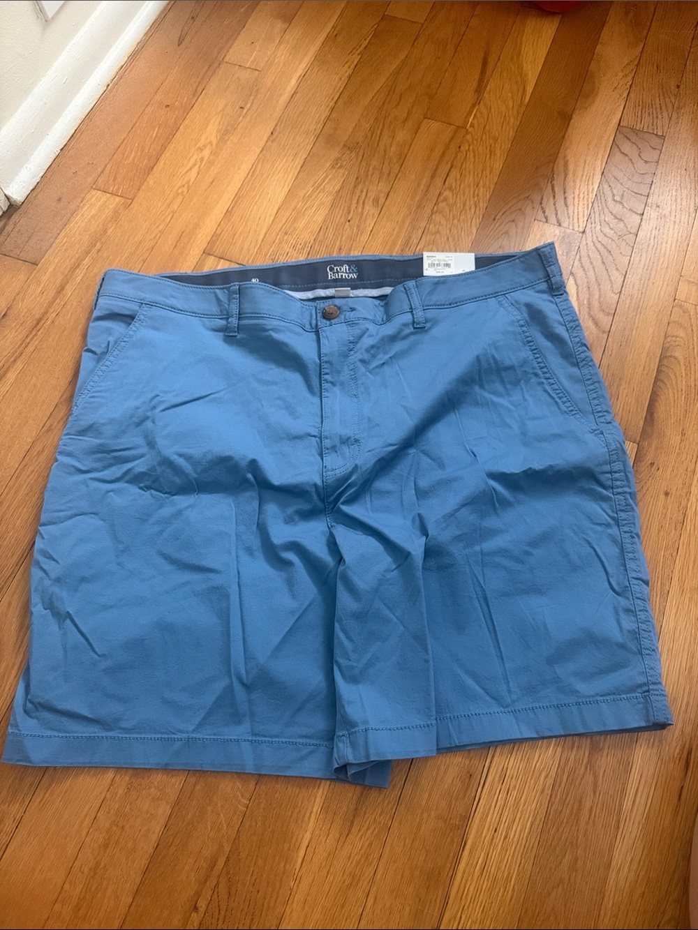 croft & barrow Men's Light Blue Flat-Front Cotton Shorts